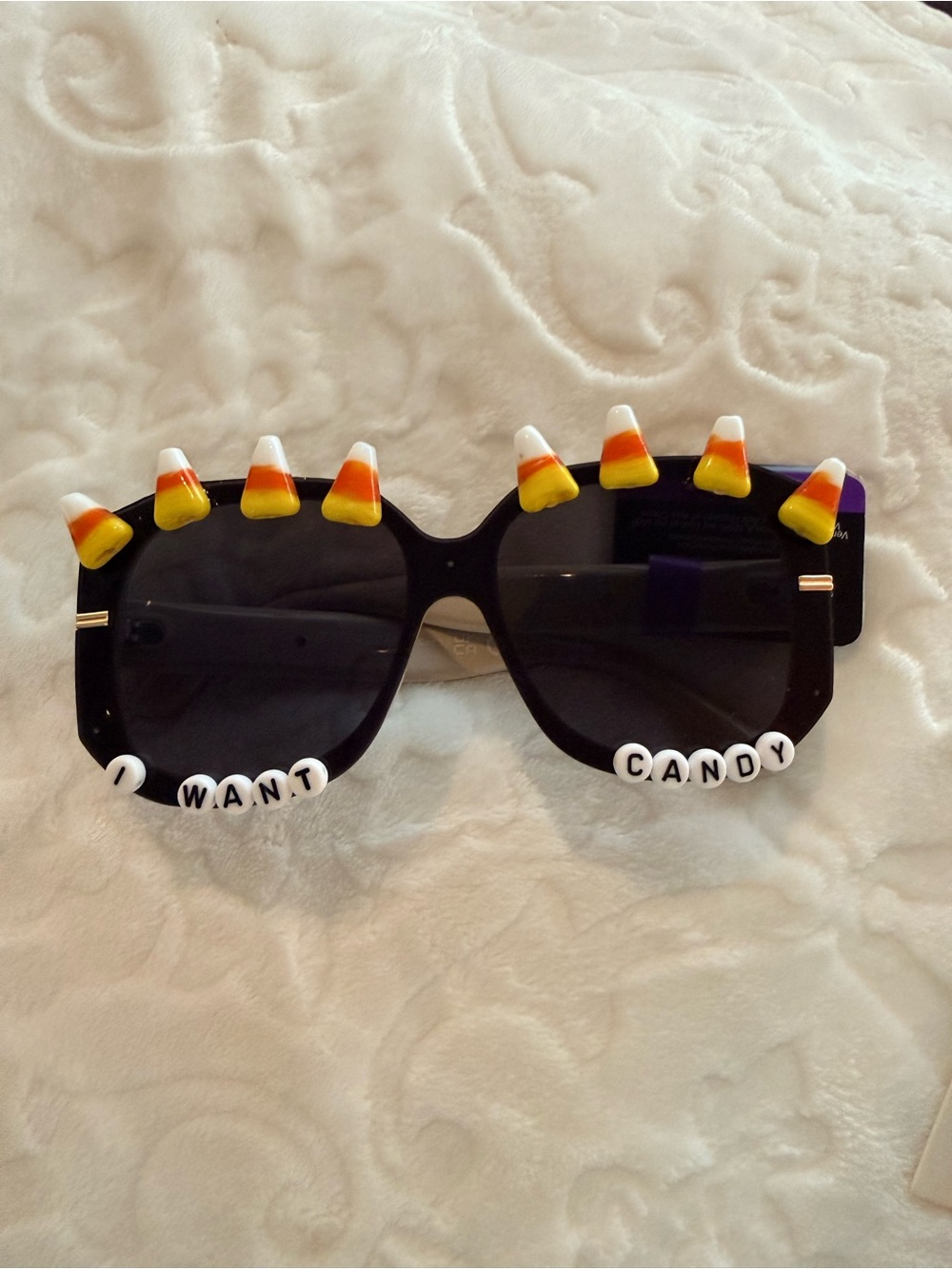 Black Costume Sunglasses with Candy Corn Accents